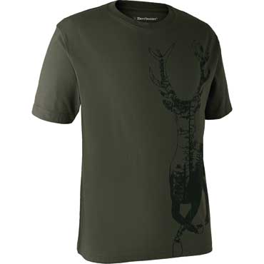 Deerhunter T-shirt mit Hirsch Bark Green Jagd Jäger Jagdkleidung Outdoor 