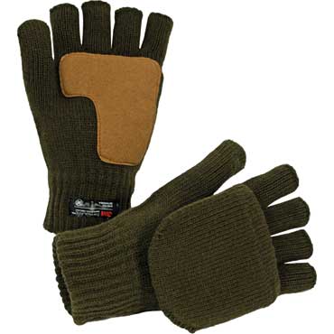 SKOGEN Strick-Handschuh Thinsulate ohne Fingerkuppen+Fustel oliv